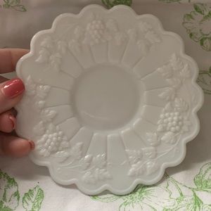 Milk Glass Rare hard to find 5 3/4 inch paneled grape saucer